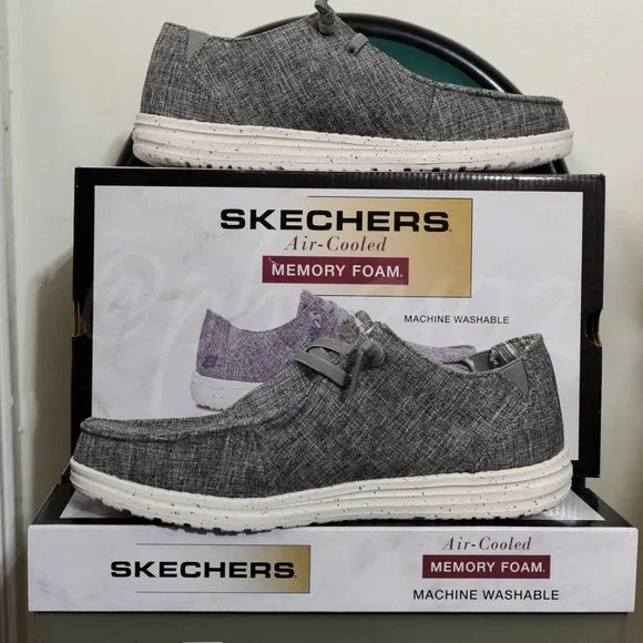 Skechers men slip-on Canvas shoes gray - Picture 2 of 10